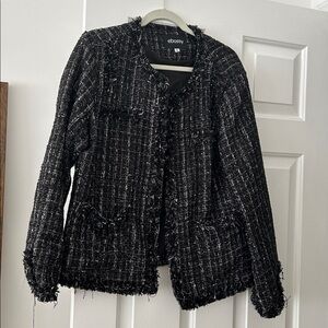 Elegant Black Tweed Blazer